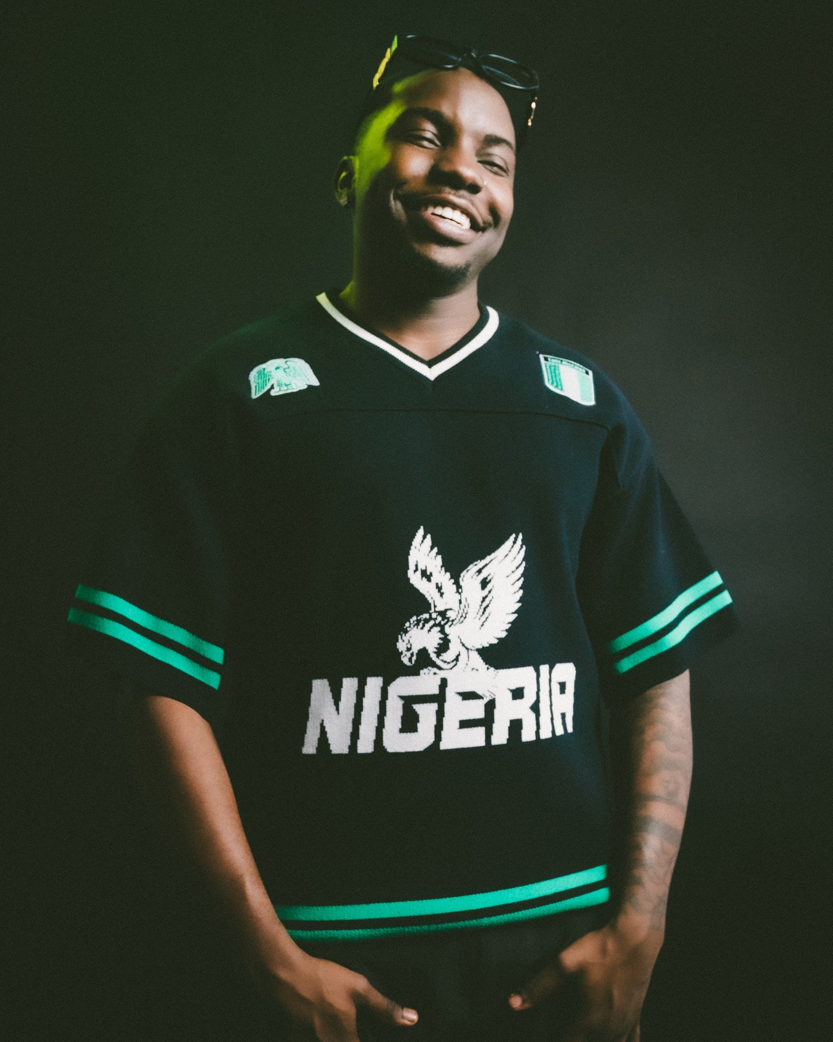 NAIJA KNITTED JERSEY BLACKon a male model