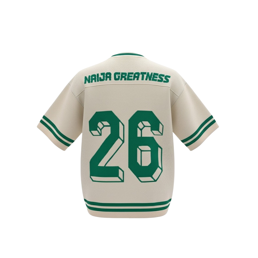 Back view of the knitted beige jersey