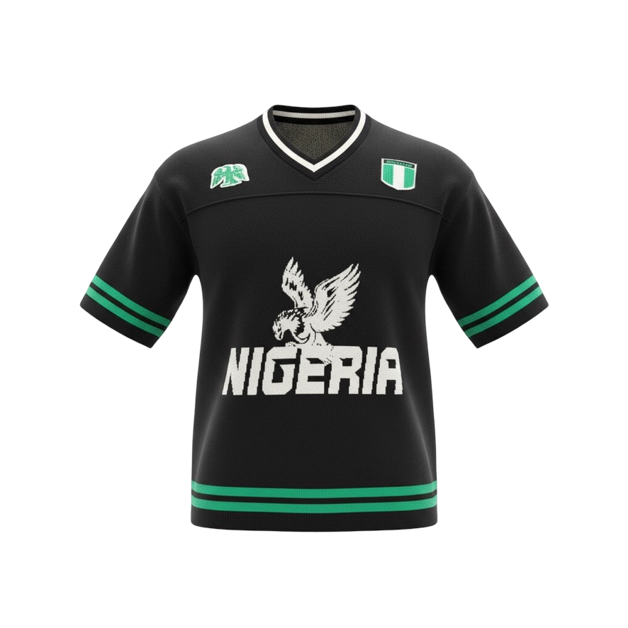 Front view of the knitted black jersey