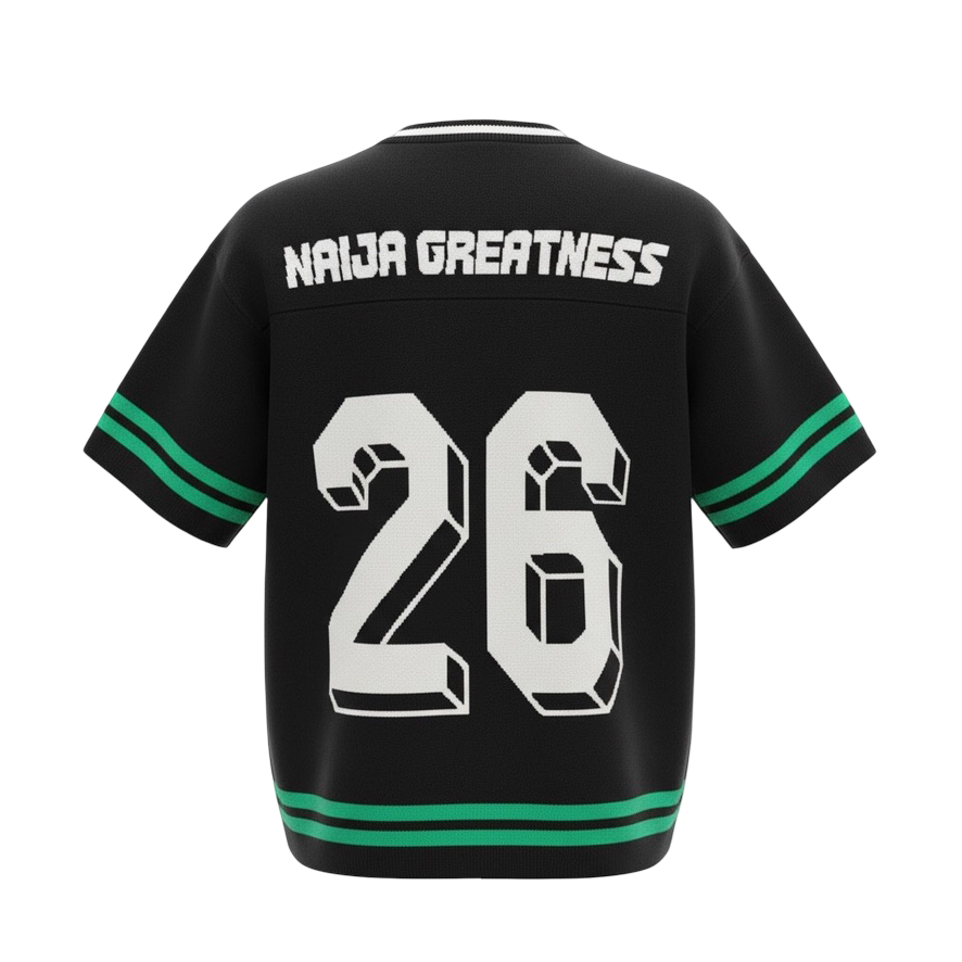 Back view of the knitted black jersey